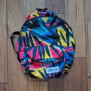 Eastpak Vintage 80\'s Deadstock Backpack (OS) Vintage Eastpak Green Leather Bottom Backpack - 1980s | Milk  main image 3